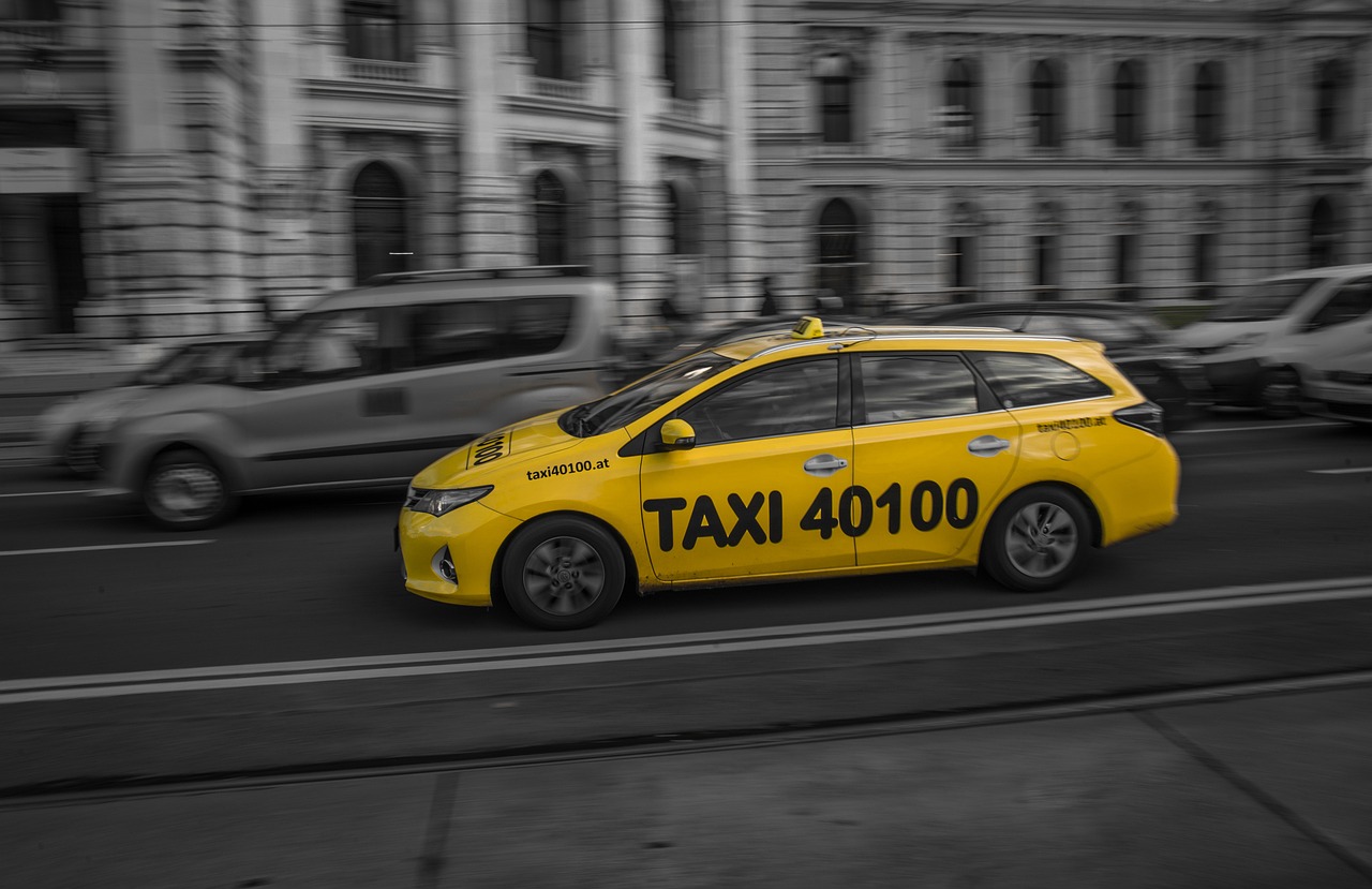 black and white, yellow, cab-2119607.jpg